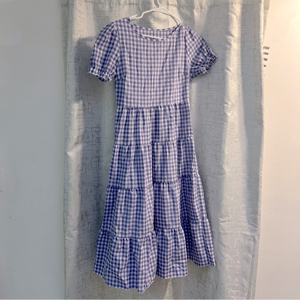 Purple Checkered Picnic Dress